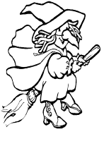 A coloring page of witches